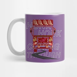 Red truck Art abstract motif design illustration saying honk honk coming through Mug